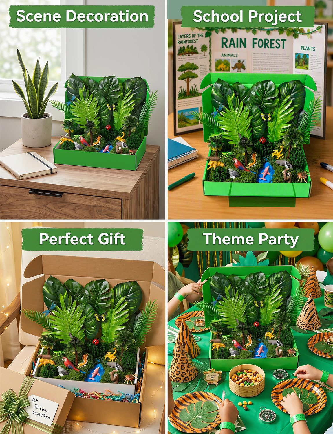 WDAHDHP Kit di 45 figure di animali della foresta pluviale e del deserto