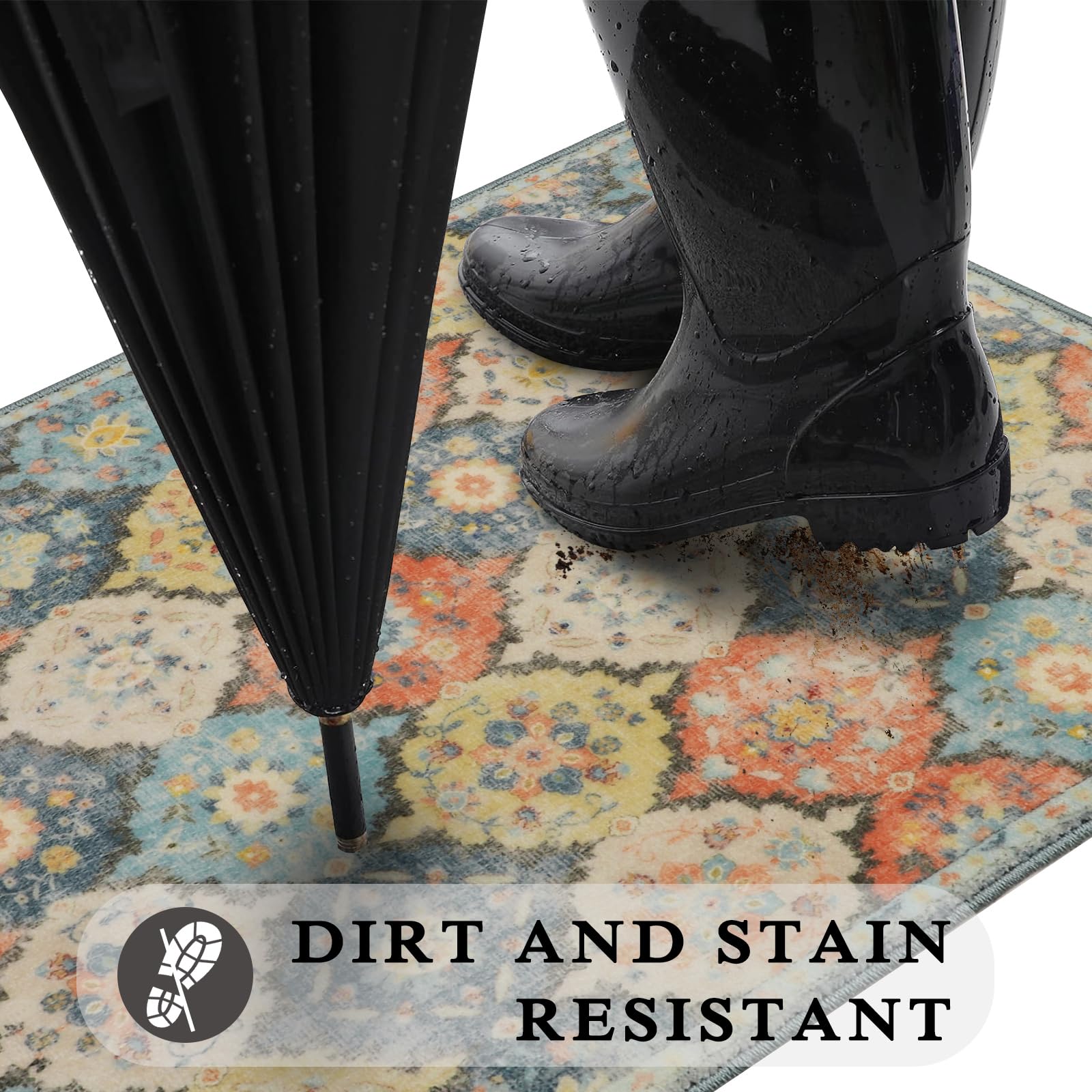 Cekene Door Mat Indoor Outdoor 80x120cm Trellis Entrance Floor Mats Non-Slip Doormats Washable Absorbent Dirt Trapper Low Profile Floor Rug for Front Door Kitchen Bedroom - Image 4