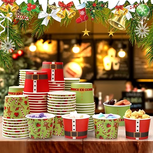 Miniatura 3 de Nuenen 120 tazas de helado de Navidad desechables de 5 onzas, cuencos de postre de papel para Sundae, bar, yogur, cuencos pequeños de aperitivos de