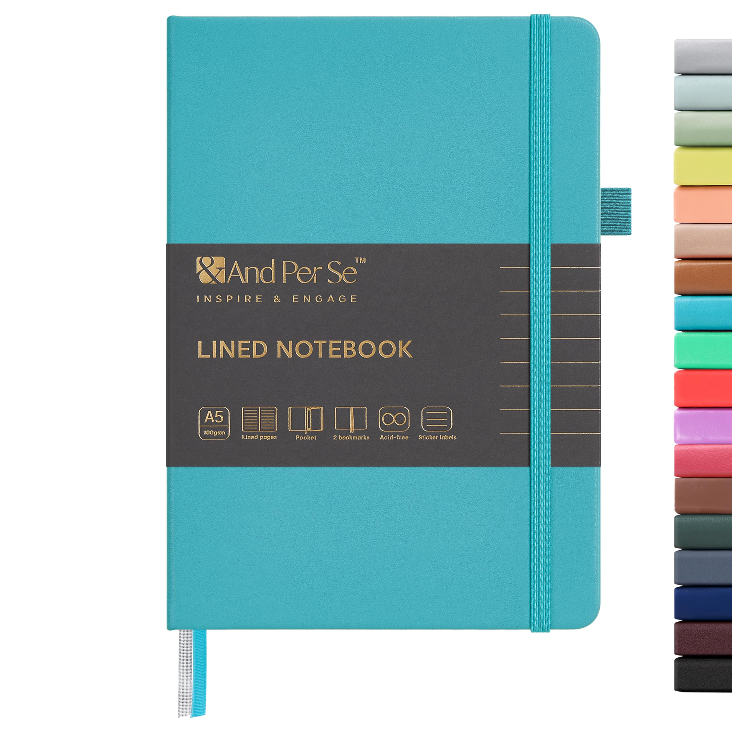 &And Per Se Lined Journal Notebook, 160 Pages, A5 5.7 x 8 inches College Ruled Thick Paper Notebook Journals for Writing, Hardcover Notebooks for Women Men Office School (1 Pack, Cerulean Blue) — image 1