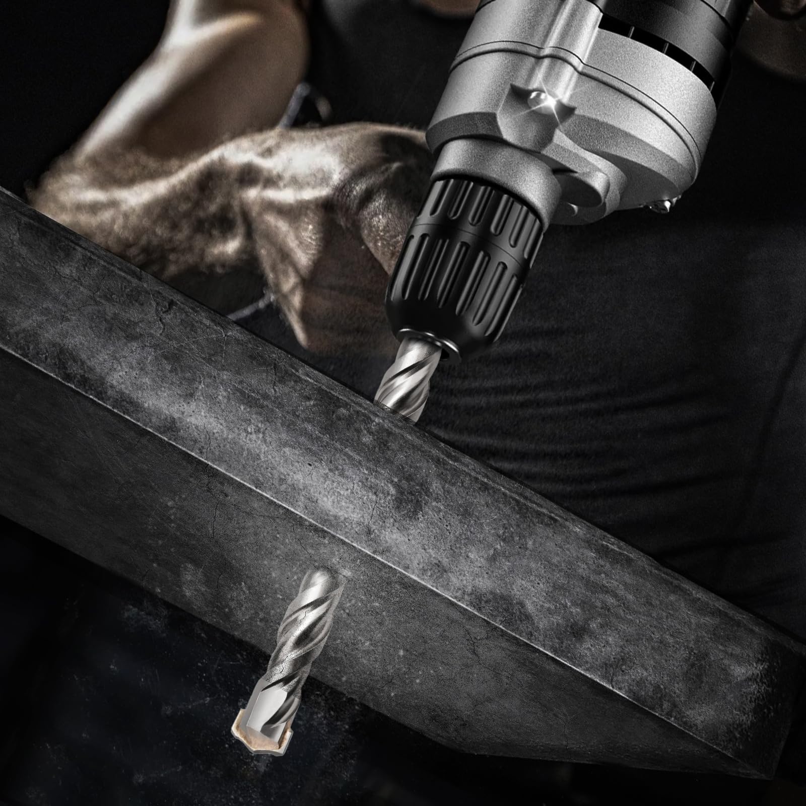 Punta per trapano SDS Plus 12 x 600mm, con punta in metallo duro, punta per calcestruzzo ideale per forare in pietra, calcestruzzo, ferro d'armatura, pietra naturale, muro di mattoni