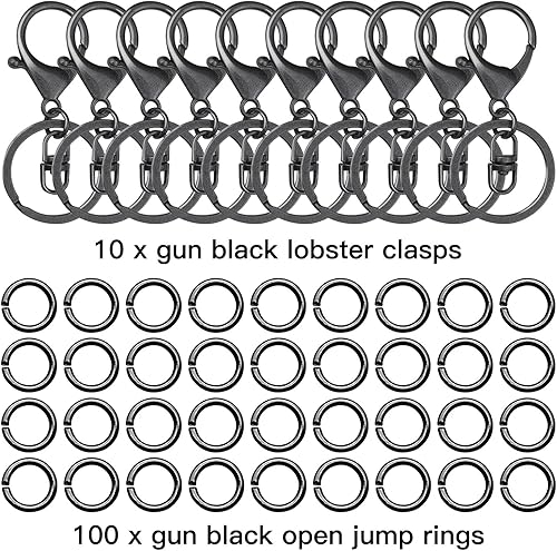 Miniatura 3 de 110 llaveros con cierre de pinza de langosta para fabricación de joyas, cierres de pinza de langosta de metal, llaveros divididos, cadena, llavero,