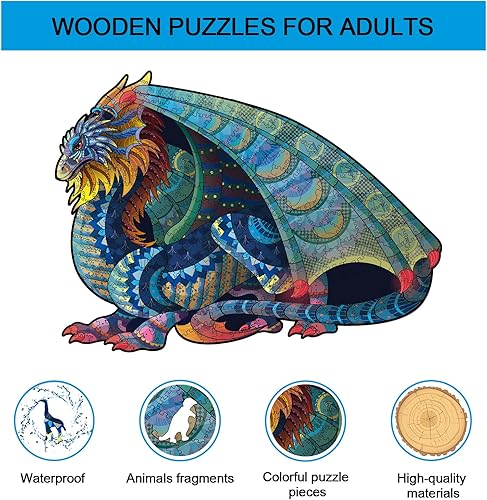 Miniatura 10 de Rompecabezas para adultos, rompecabezas de madera para colección de juegos familiares, exquisito y colorido rompecabezas en forma de animal para