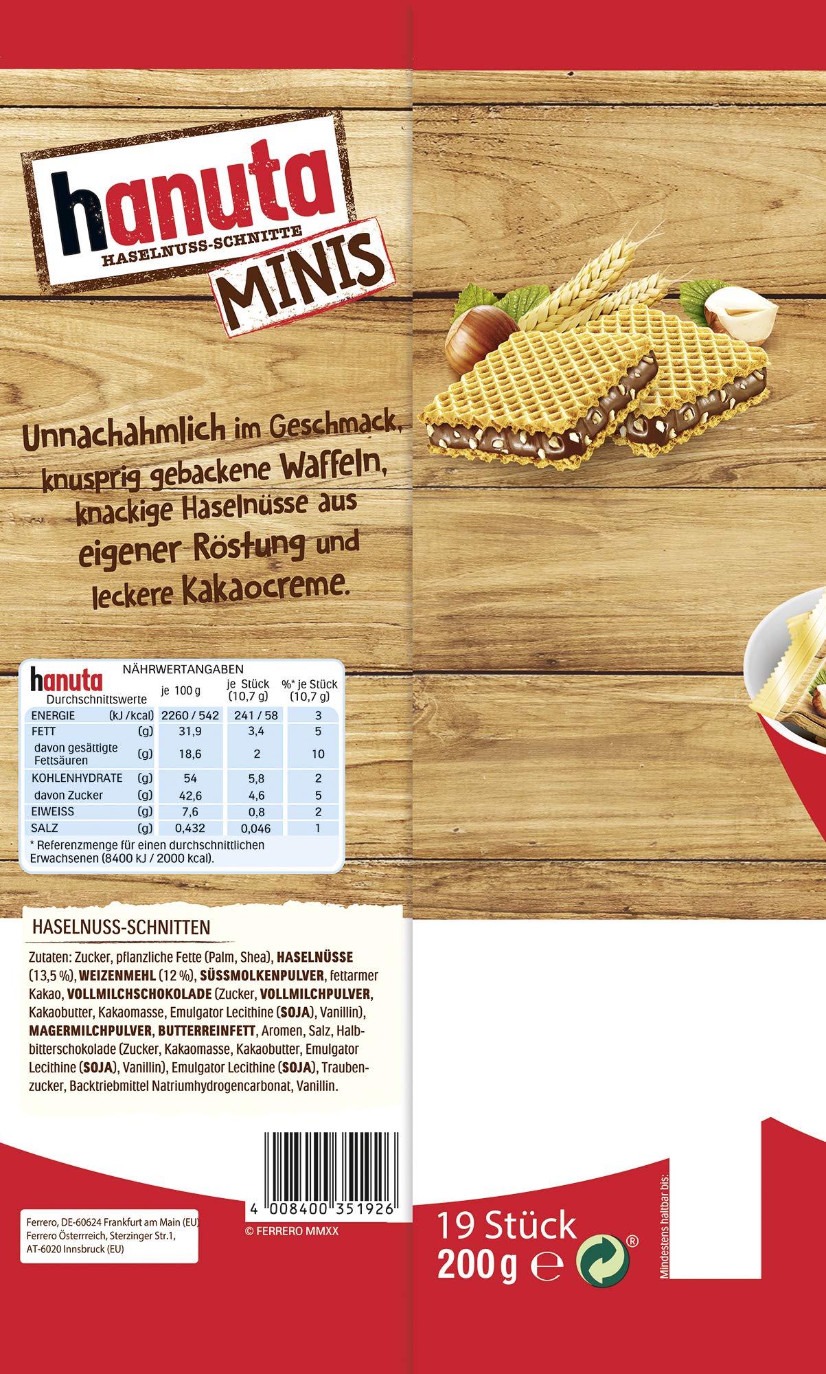 Hanuta Minis Vorratspack, 12er Pack (12 x 200 g Beutel)