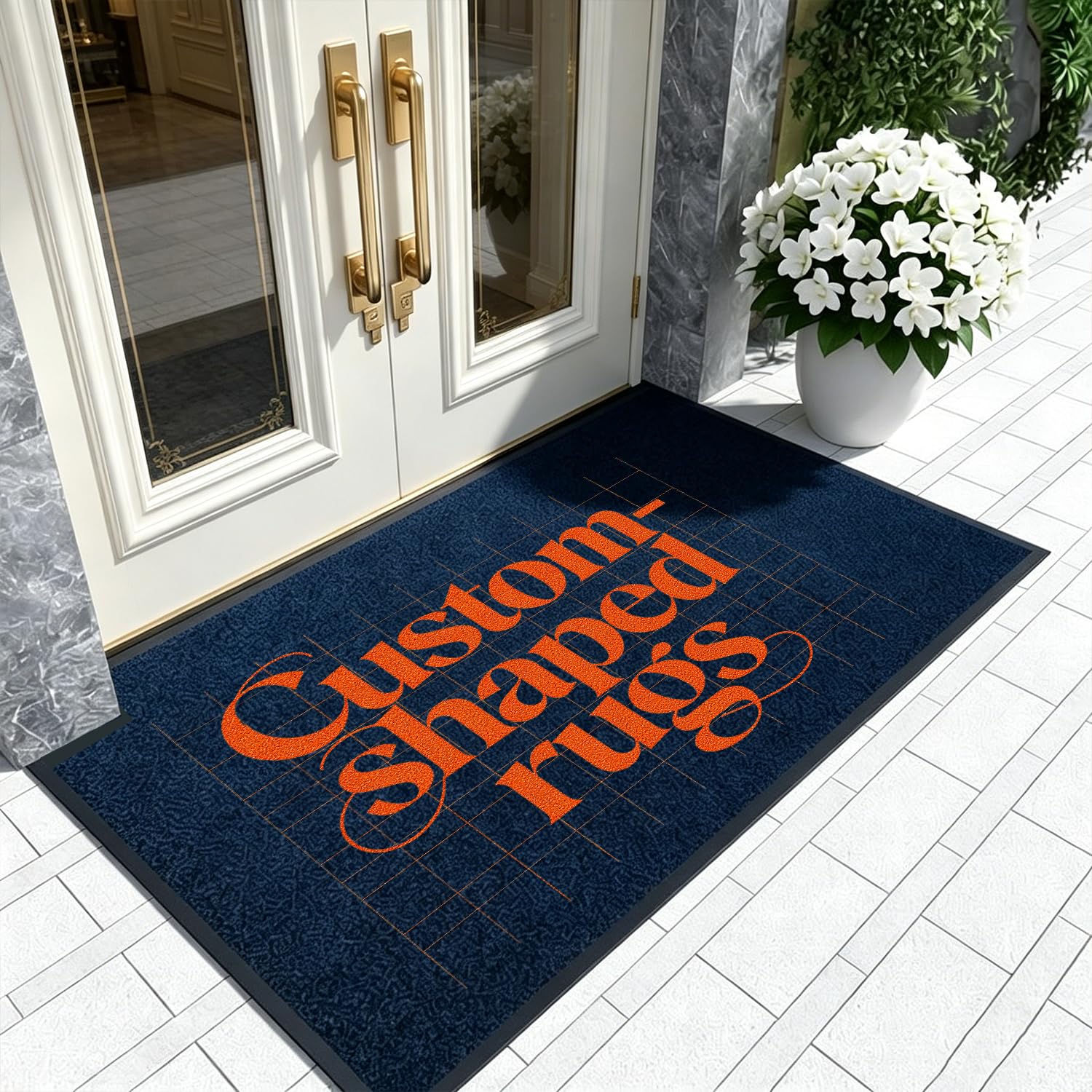 Alfombra Irregular Personalizable con Texto Logotipo Antideslizante Felpudo Personalizado Entrada Estera para Locales Comerciales y Hogares,Negro