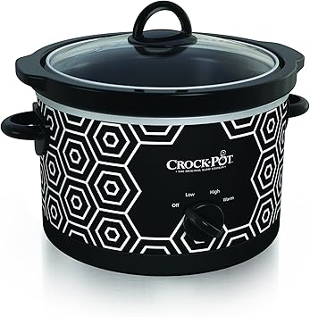 Crock-Pot 4.5 Quart Round Portable Slow Cooker and Food Warmer, Black & White Pattern (SCR450-HX)