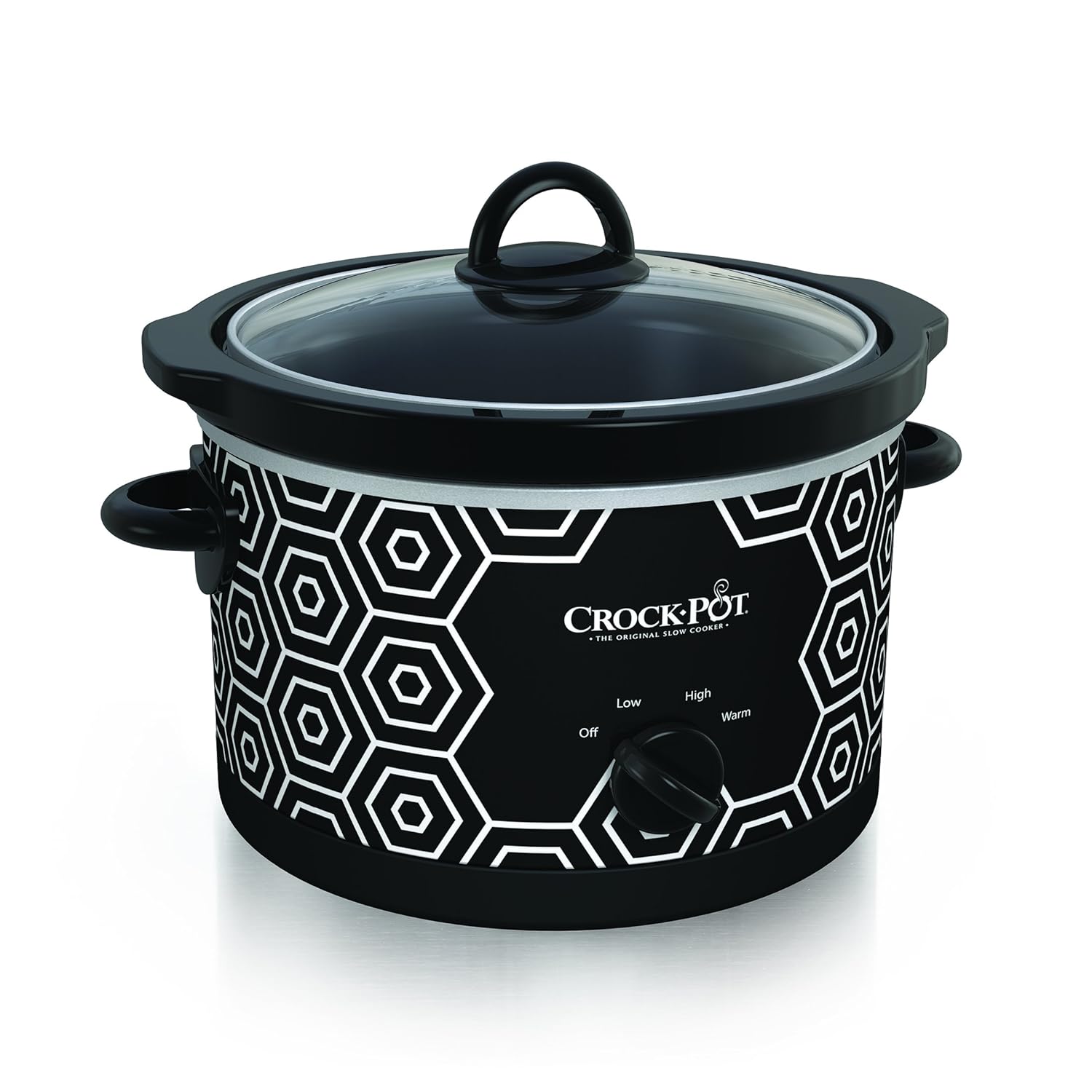Crock-Pot 4 5 Quart Round Portable Slow Cooker and Food Warmer Black White Pattern SCR450-HX