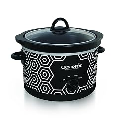 Crock-Pot 4 5 Quart Round Portable Slow Cooker and Food Warmer Black White Pattern SCR450-HX
