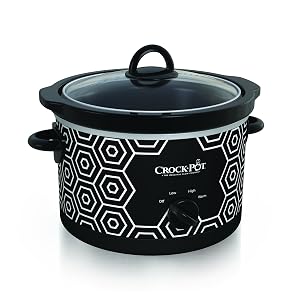 Crock-Pot 4 5 Quart Round Portable Slow Cooker and Food Warmer Black White Pattern SCR450-HX