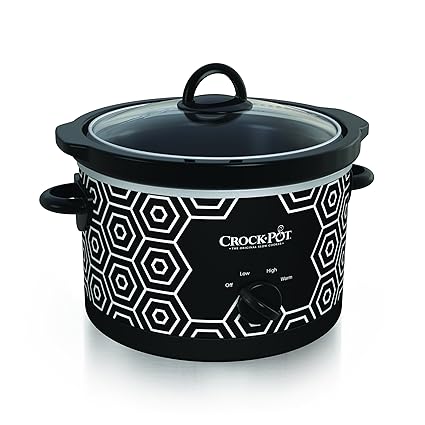 Crockpot SCR450-HX Round Slow Cooker, 4.5 quart, Black & White Pattern