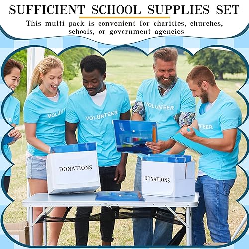 Miniatura 5 de PerKoop Kit de 24 suministros escolares para niños, paquete de suministros escolares K-12 Essentials, a granel, incluye cuadernos, lápices, reglas,