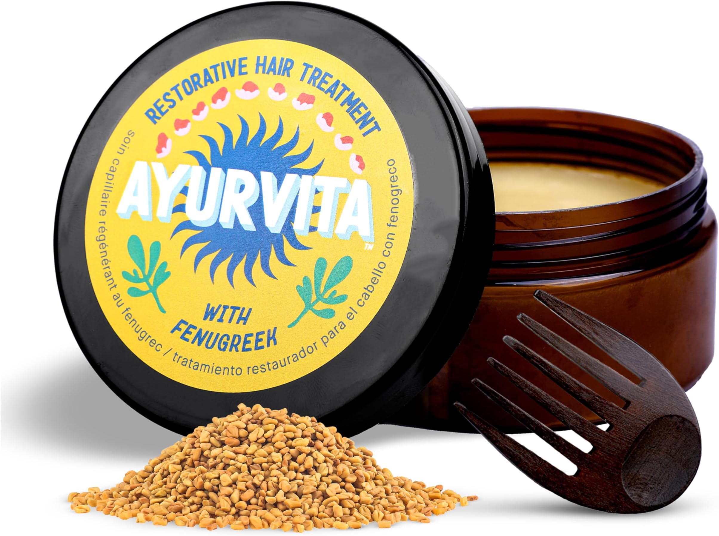 Hair Treatment - Fenugreek Restorative Deep Conditioning Mask for Men & Women - Nourishing, Hydrating & Moisturizing - Best Hair Growth & Ayurvedic Hair Care for Dry & Damaged Hair - 6.7 oz