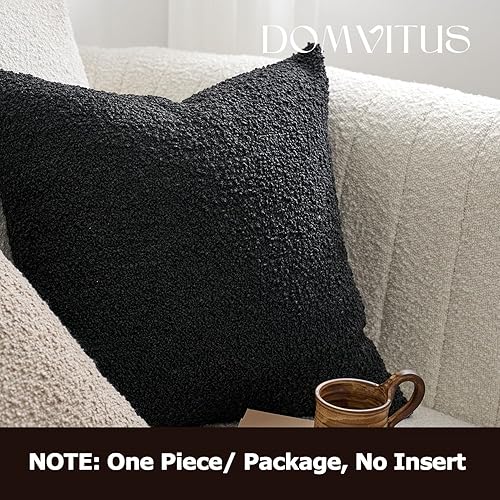 Miniatura 3 de DOMVITUS Boucle - Fundas de almohada de 18 x 18 pulgadas, almohadas decorativas negras para sala de estar, fundas de almohada para dormitorio,