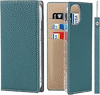 Vista 11 de iCoverCase Funda tipo cartera compatible con iPhone 13 Pro Max con ranuras para tarjetas, funda magnética de piel auténtica con bloqueo RFID, Naranja