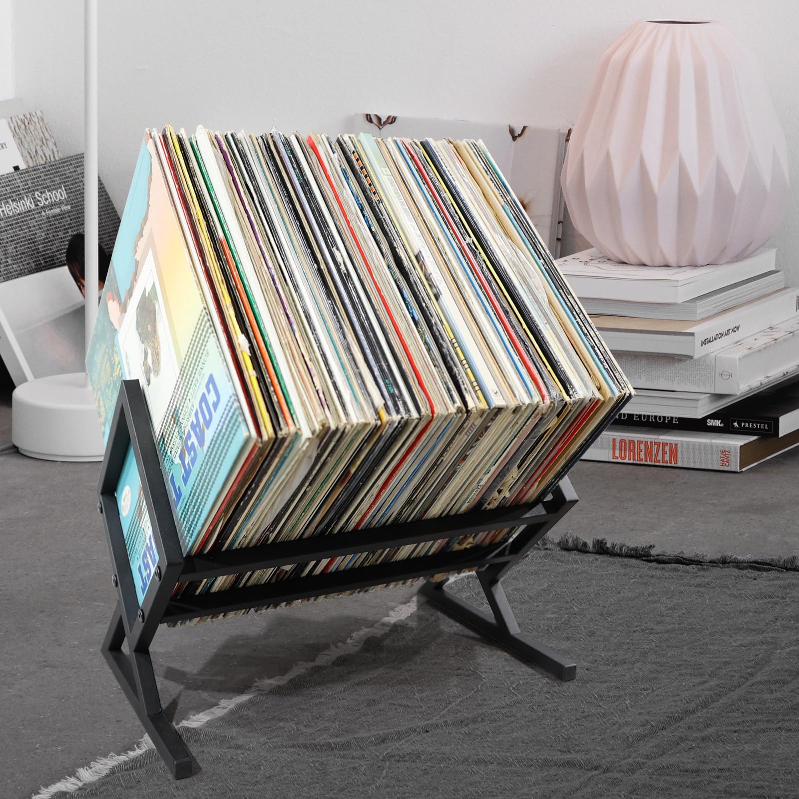 Vinyl-Schallplatten-Aufbewahrungshalter, Album, Metall-Schallplattenständer, Desktop-Präsentationsständer, einfach zu montieren, Album und LP-Aufbewahrungs-Organizer (Stil A)