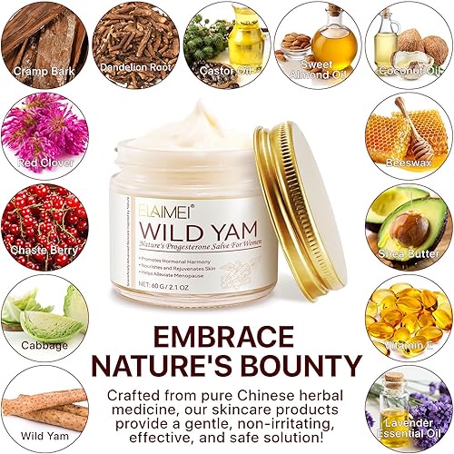 Miniatura 4 de Crema de ñame silvestre para el equilibrio hormonal, crema orgánica natural de ñame silvestre para sofocos, alivio de la menopausia y apoyo