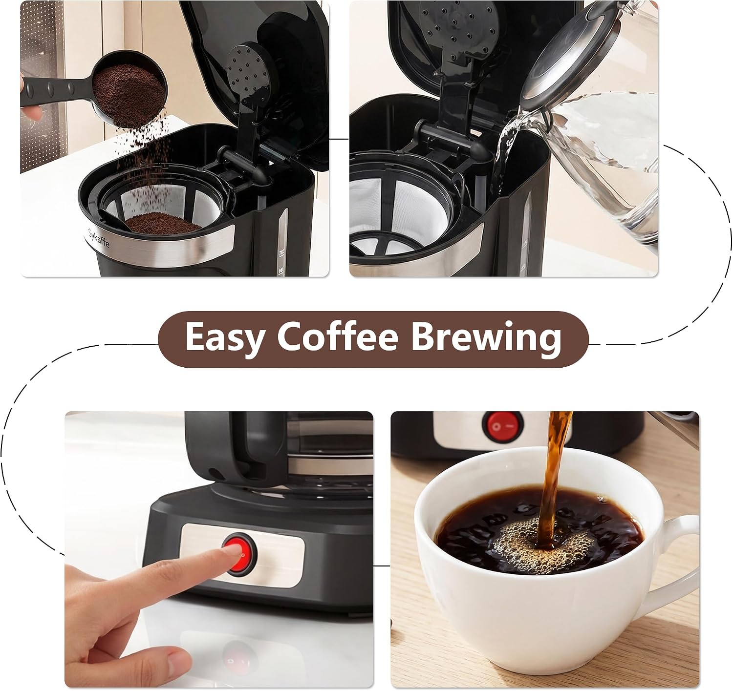 12-Cup Drip Coffee Maker,Auto Keep Warm,Reusable Filter,60Oz Size | Easy-view water tank, pause & pour,Heat-Resistant Coffee Pot, one-touch brewing for home, office, and family gatherings,black thumbnail