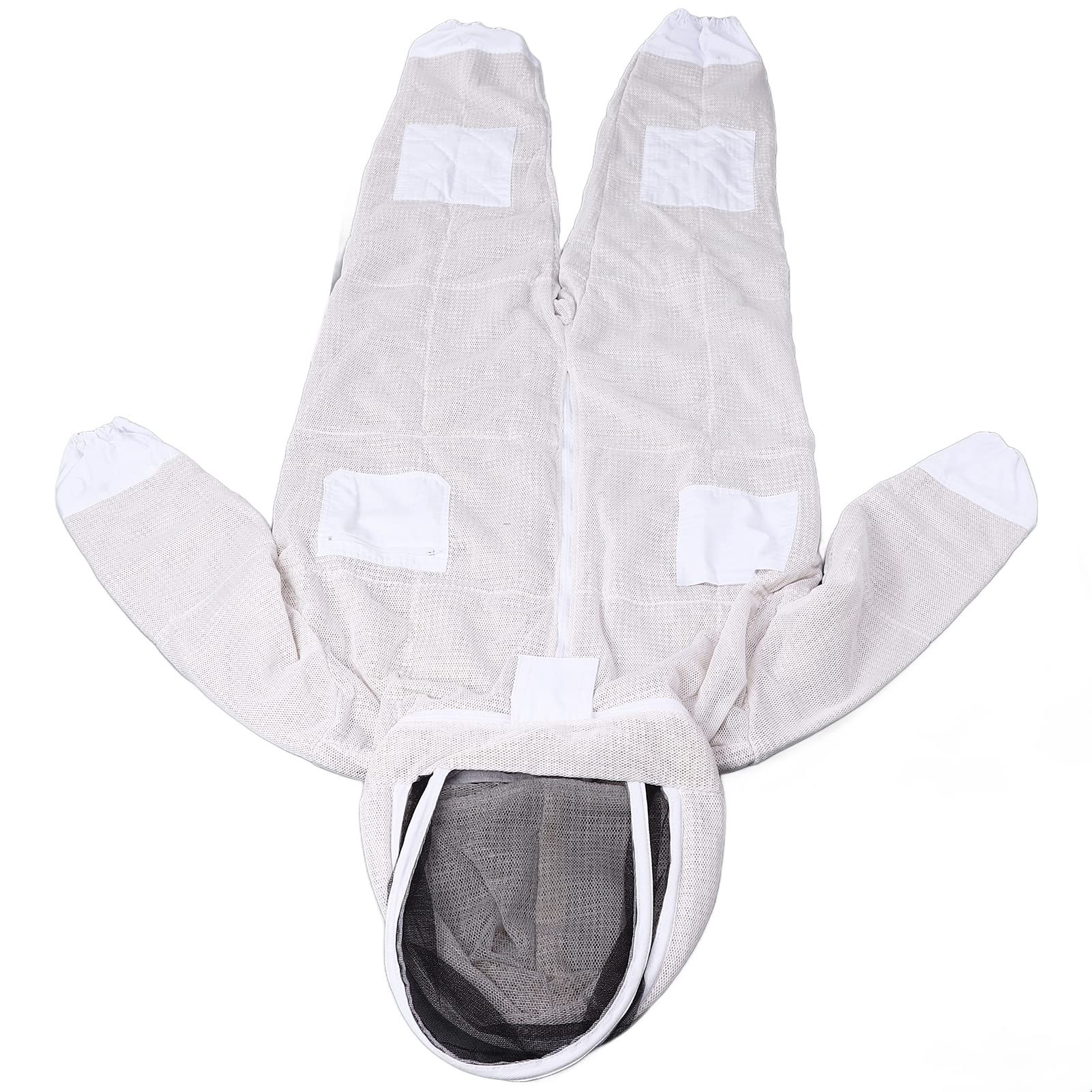 Cocoarm Traje de Abeja Profesional, Traje de Apicultor Ventilado de Red de 3 Capas, de Abeja Siamesa de Poliéster con Velo con Capucha Desmontable, 4 Bolsillos Delanteros para Apicultura (L)