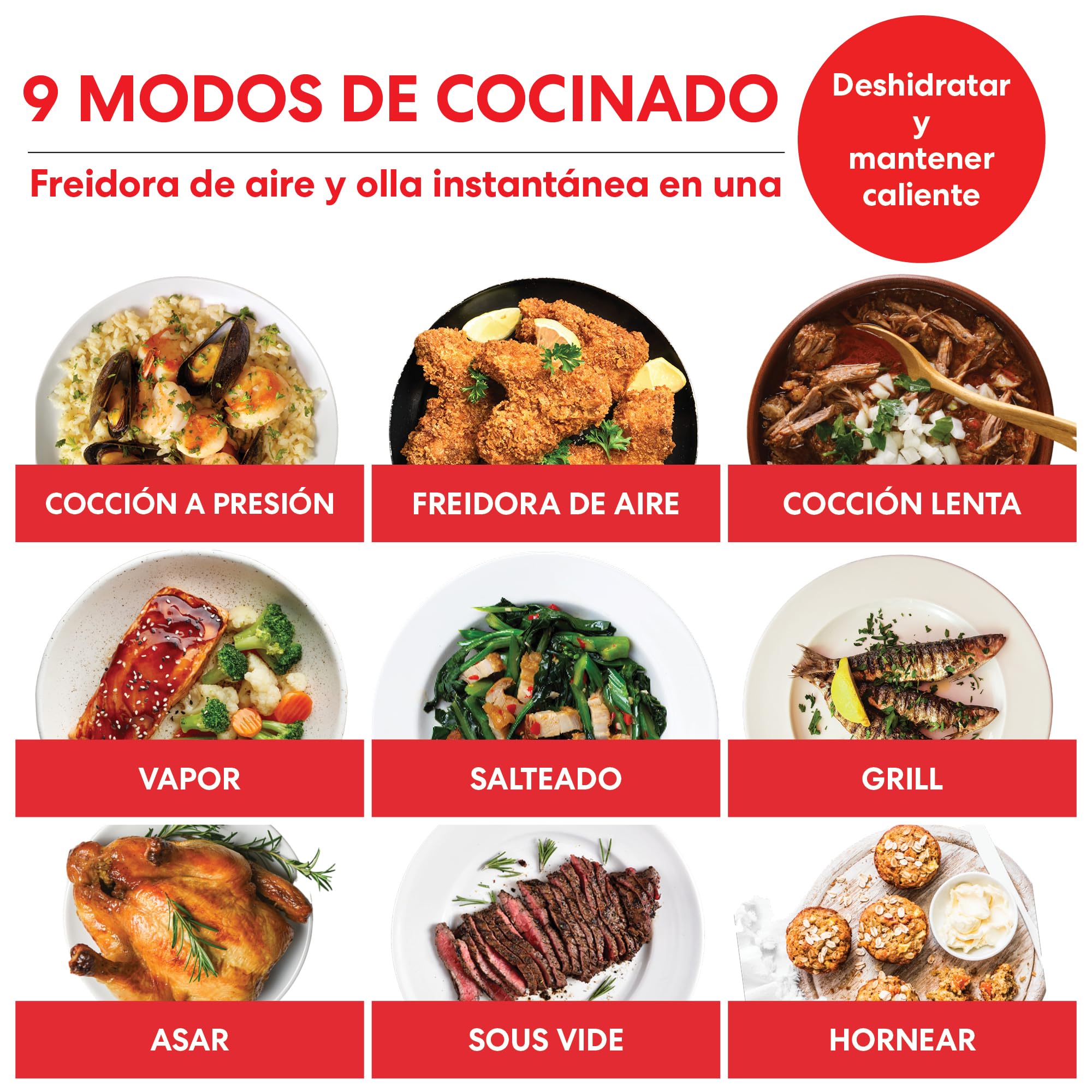 Instant Pot Pro Crisp 11 en 1 Olla Eléctrica a Presión Multiusos 7,6 L Acero Inoxidable