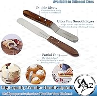 Vista 27 de Wooden Handle Butter Cake Icing Spatula Smoothing Pastry Decorating Tool Stainless Steel,Grilling, Baking Cooking Kitchen Utensil (8" Blade)