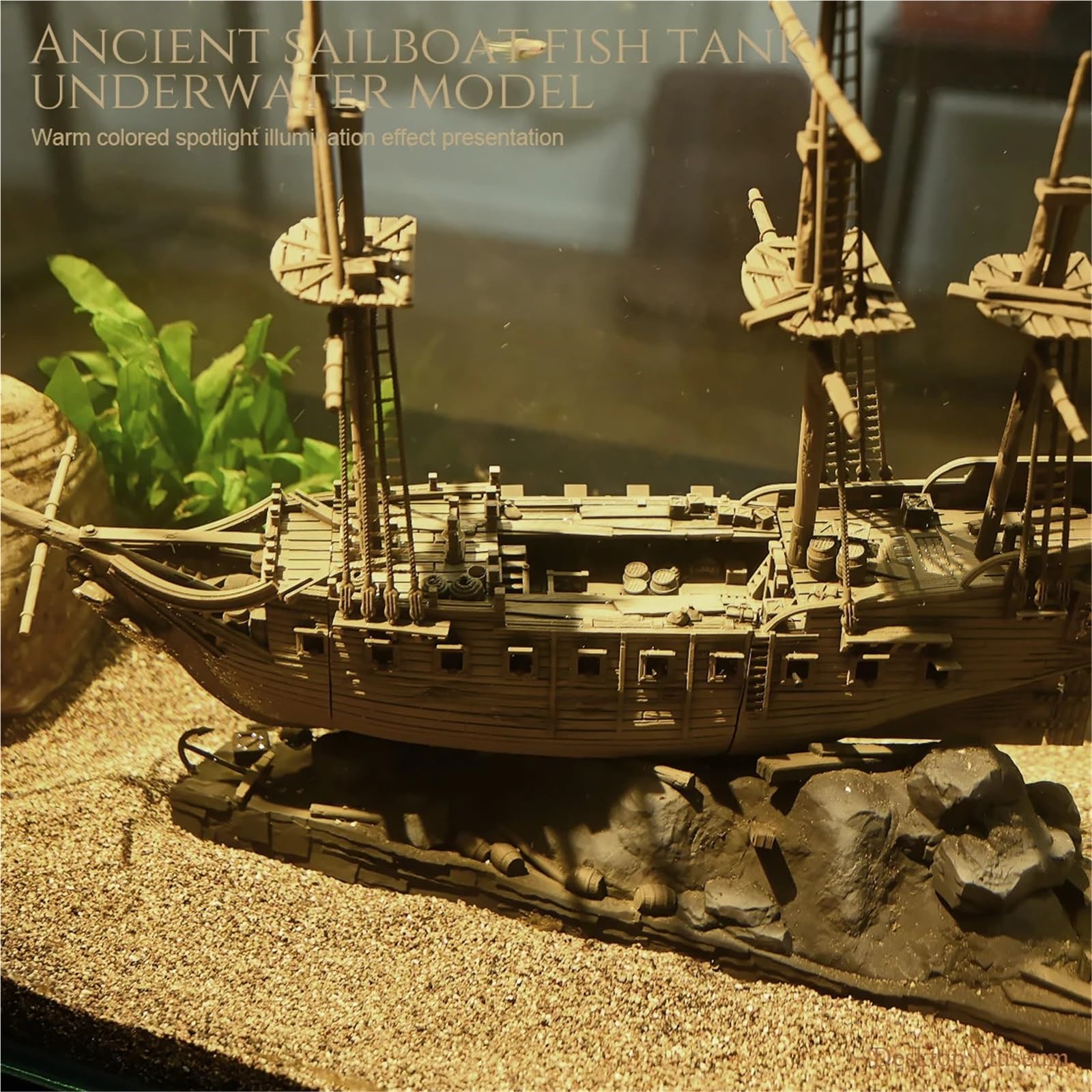 Decorazioni per Acquario Decorazione for modello di habitat acquatico, barca a vela Ocean Exploration (lunghezza totale: 290 mm)