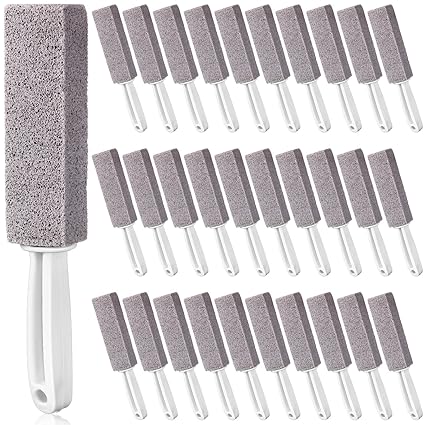 30 Pieces Pumice Toilet Bowl Brush Pumice Stone with Long Handle Toilet Stone Brush Block for Bath Grout Pool Kitchen Tubs Showers
