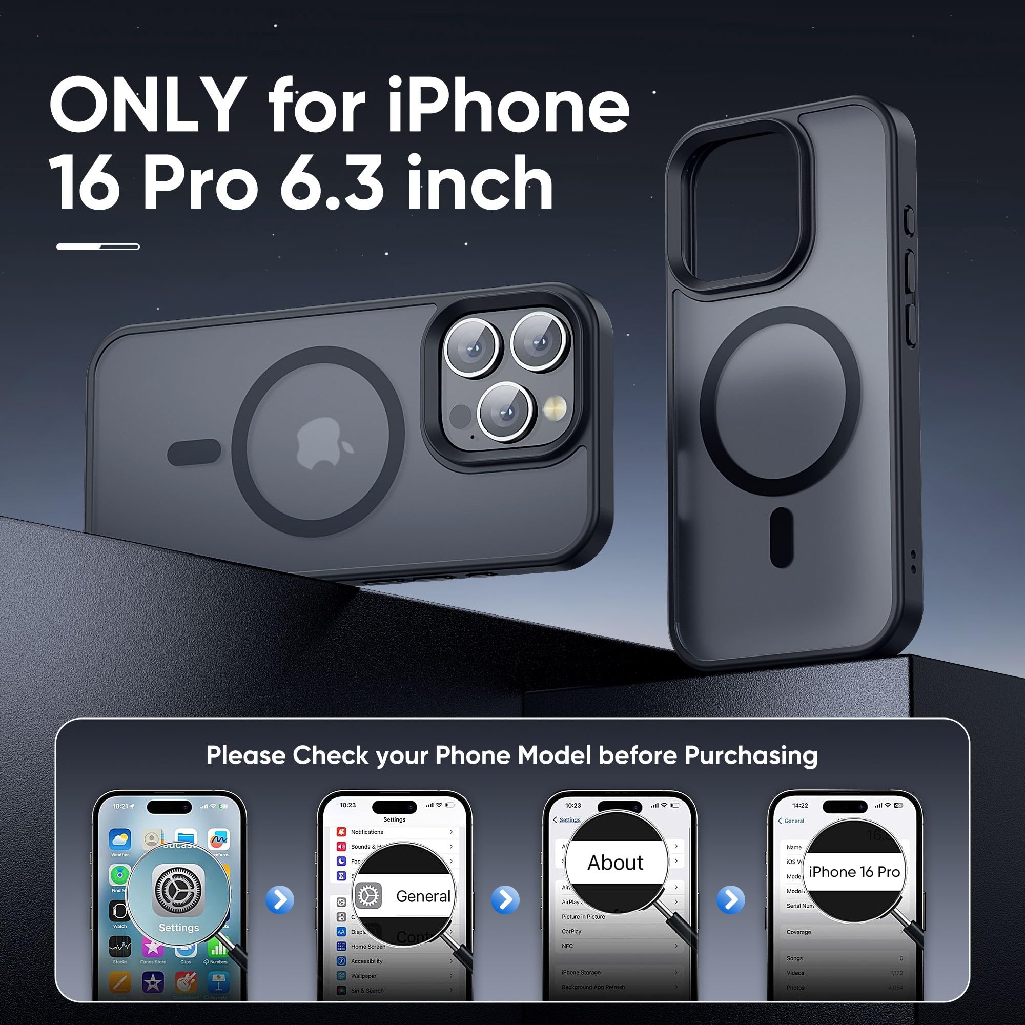 Amazon.com: Tigowos Magnetic for iPhone 16 Pro Case Fits MagSafe