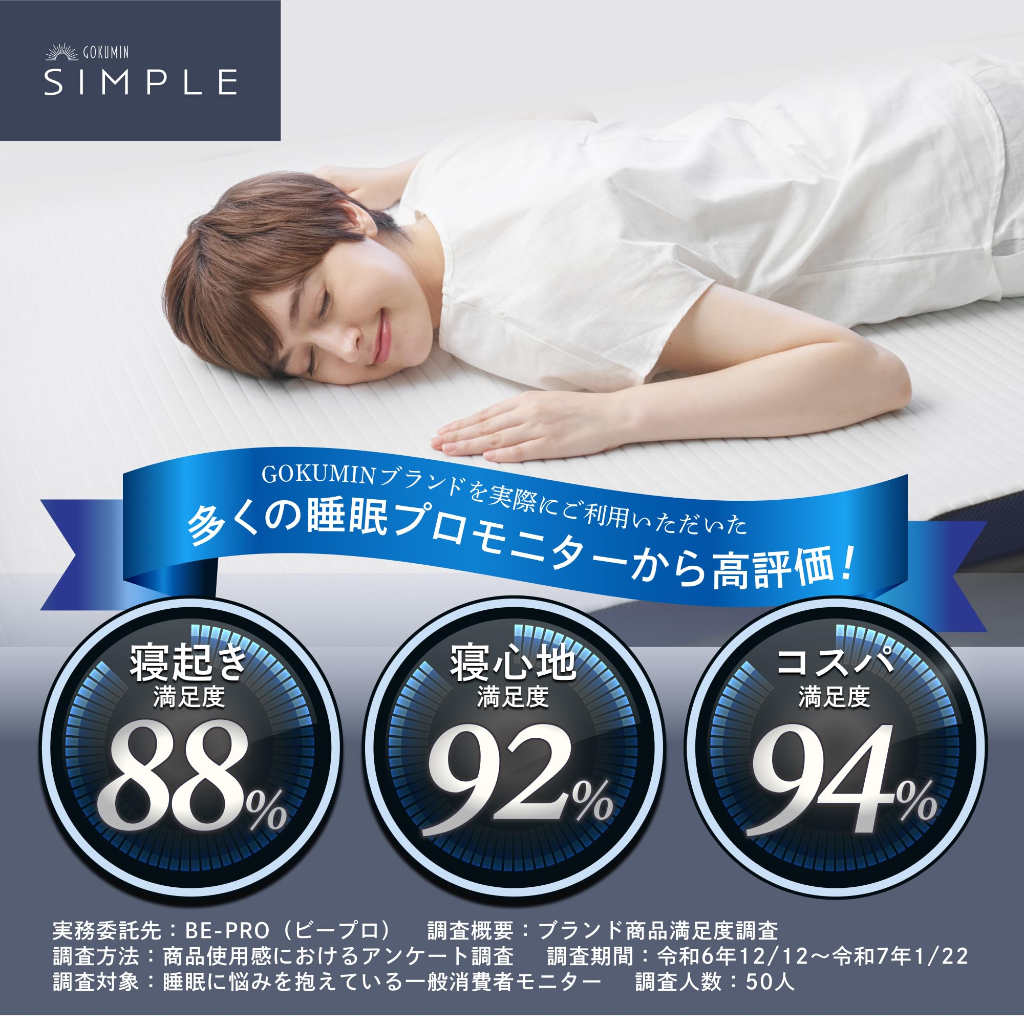 Amazon｜GOKUMIN シングル マットレス トッパー 高反発【体圧分散で