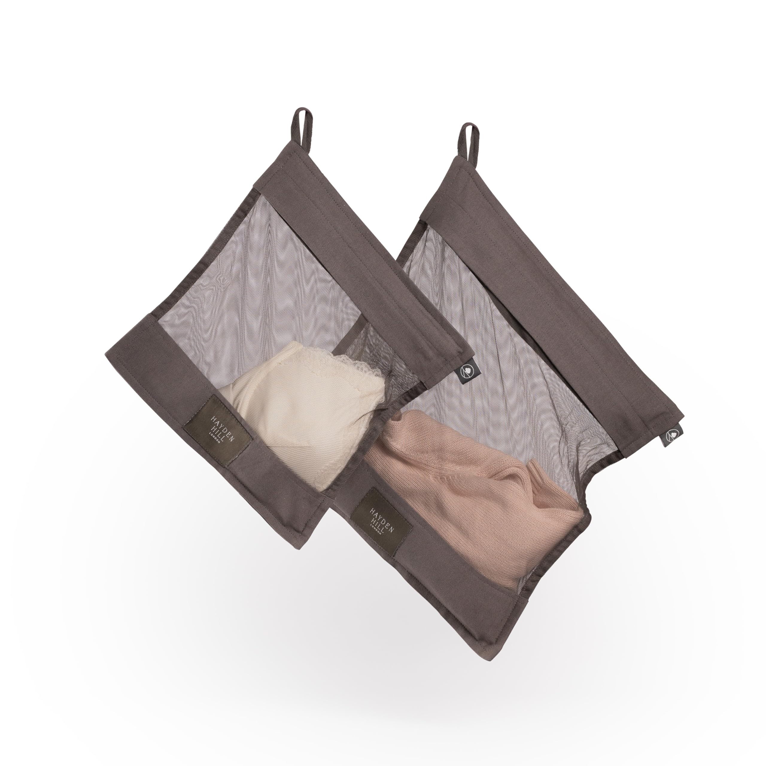 Hayden Hill Luxury Organic Cotton Mesh Laundry Bags For Delicates - Set of 2 Large & Small in Charocal Grey - Garment Bags For Washing Machine - Bra and Lingerie Wash Bag - Carbon Neutral