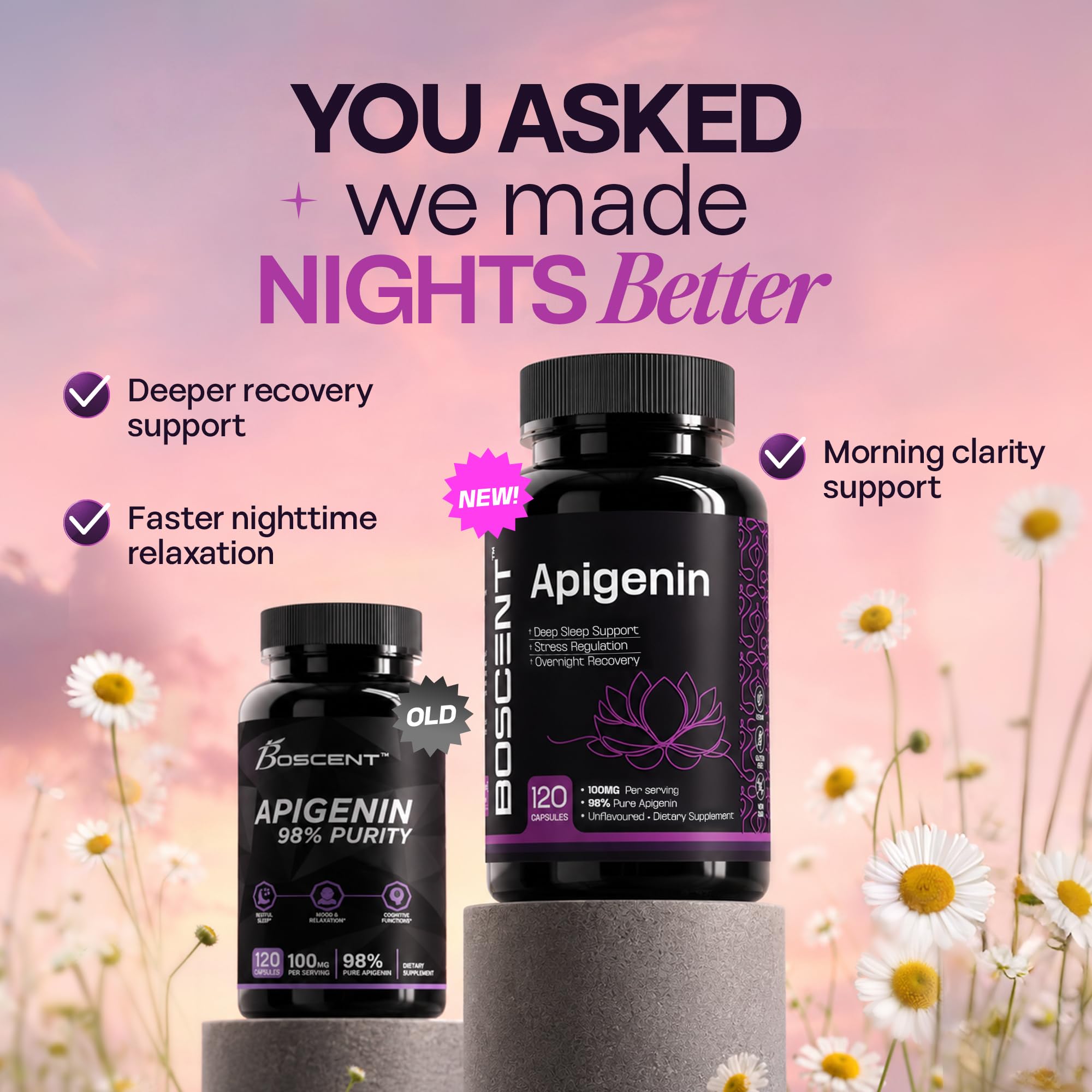 Apigenin 100mg Supplement, 98% Pure Chamomile Extract, 120 Capsules for Sleep, Relaxation, Brain and Prostate Health, Non-GMO, Vegan, No Fillers, Made in USA, 4 Month Supply — Amazon image 2