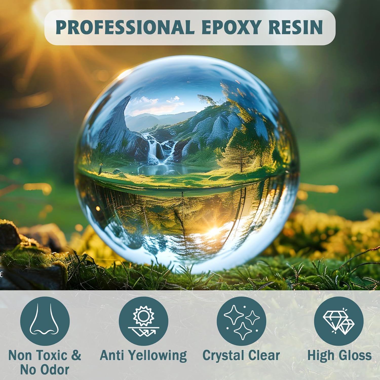 IGaiety Epoxy Resin, 2 Gallon Epoxy Resin Kit, Crystal Clear High-Gloss Epoxy Self-Leveling Casting Kit No Yellowing Perfect for DIY Crafts, Table Tops (1 Gallon Resin + 1 Gallon Hardener)