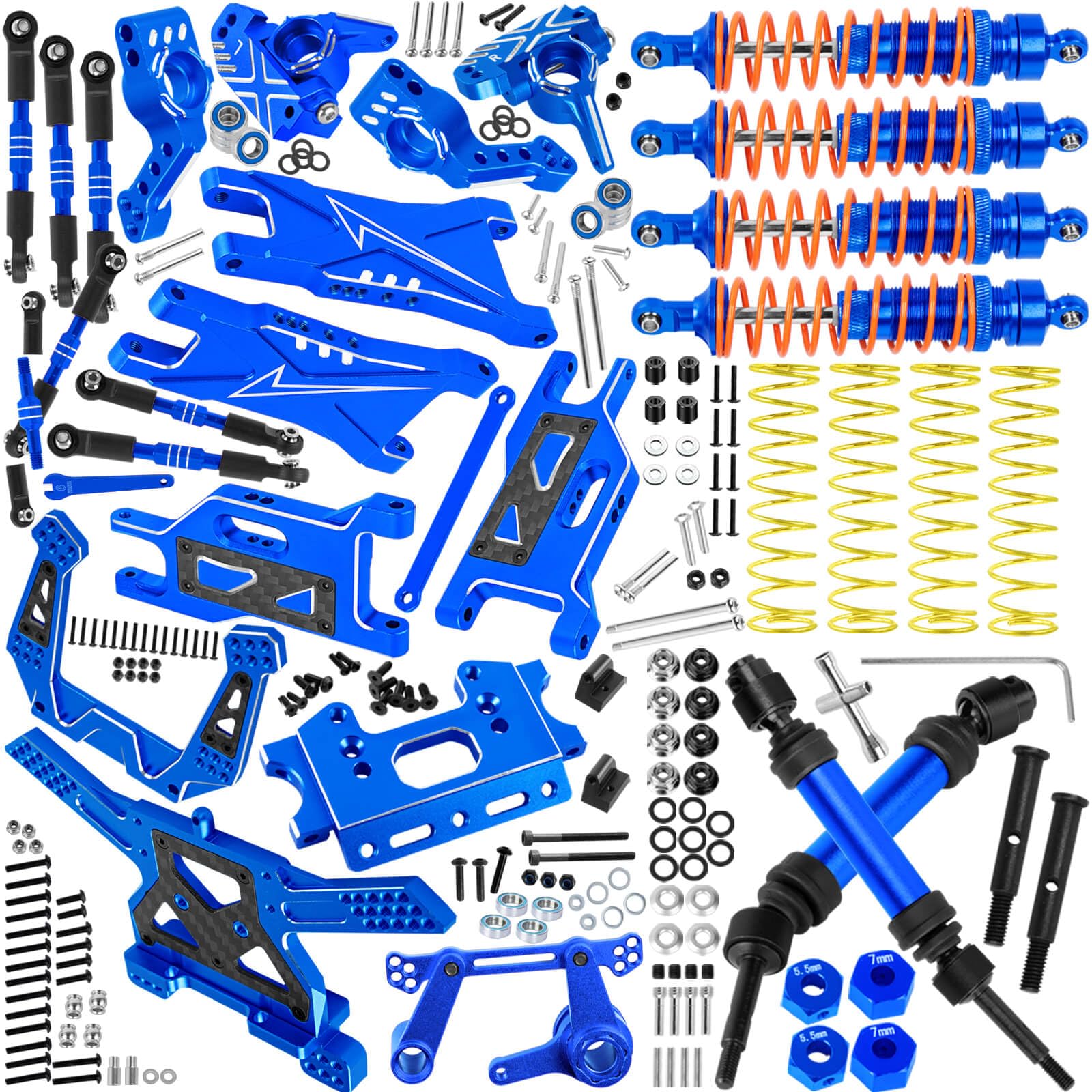BRCatWPark RC Upgrades Part for 1/10 Slash 2WD,Suspension Arm,Shock Absorber,Drive Shaft,Caster Block,Steering Blocks,Stub Axle Carriers,Steering Bellcranks,Links,Shock Tower,Front Bulkhead,Navy Blue — image 1