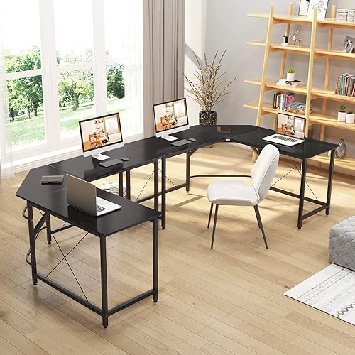 Miniatura 5 de Need Escritorio de computadora en forma de L de 59 x 59 pulgadas, escritorio esquinero para juegos, escritorio de oficina en casa, escritorio de