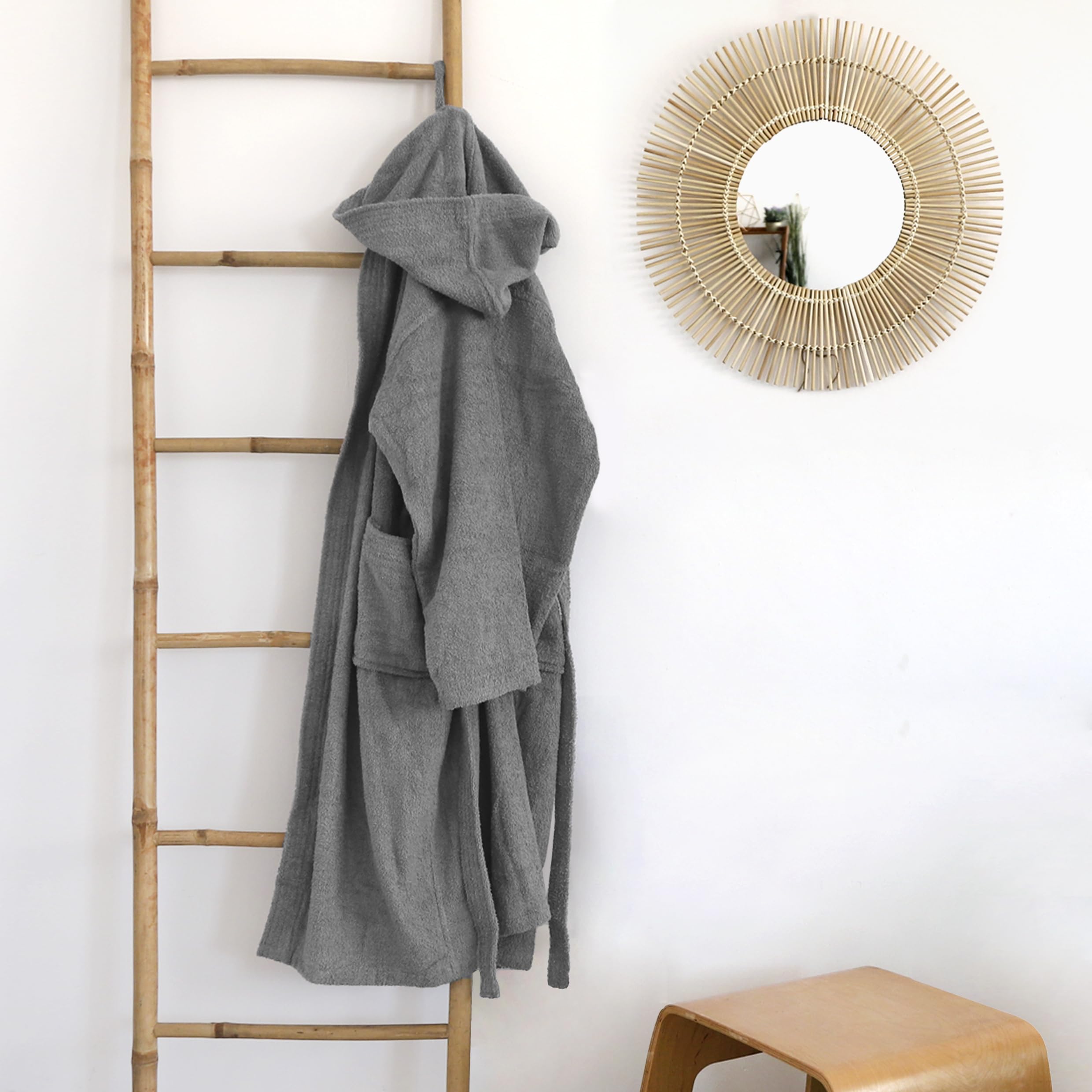 LEBENGOOD Albornoz Hombre con Capucha 100% Algodón OEKO-TEX, Toalla Rizo Americano 450 gsm,Albornoces Juveniles, Ducha, Piscina, Bata Baño, Unisex,Mujer, Tallas S M L XL XXL 3XL