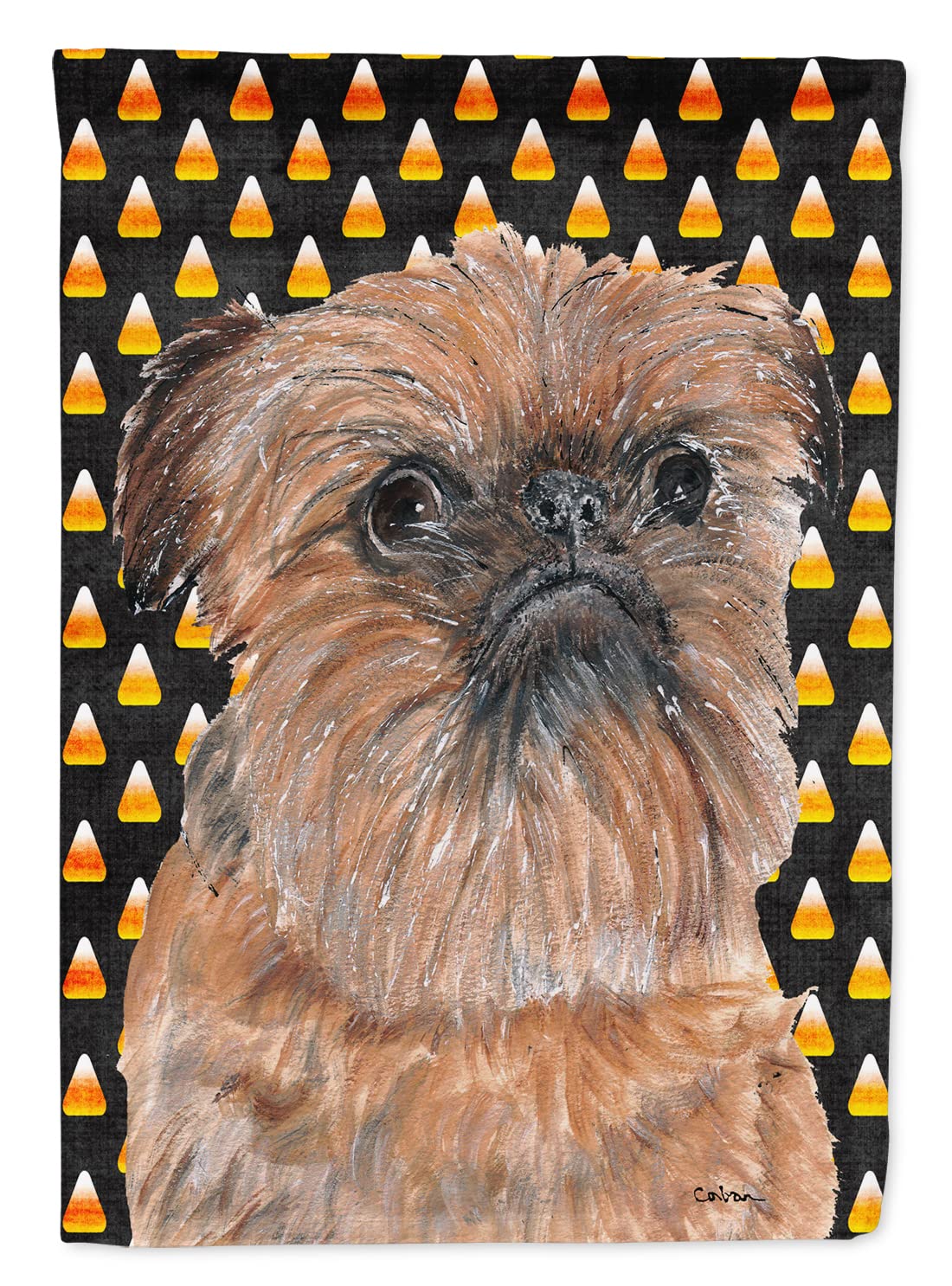 Drapeau Brussels Griffon Halloween grand format Candy Corn multicolore