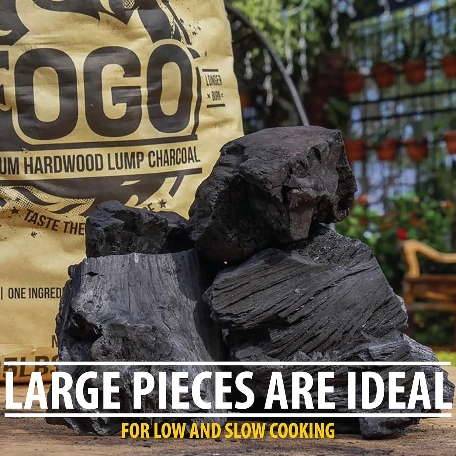 FOGO Premium Hardwood Lump Charcoal, Natural, Large Sized Lump Charcoal for Grilling and Smoking, Restaurant Quality, 35 Pound Bag, 2-Pack