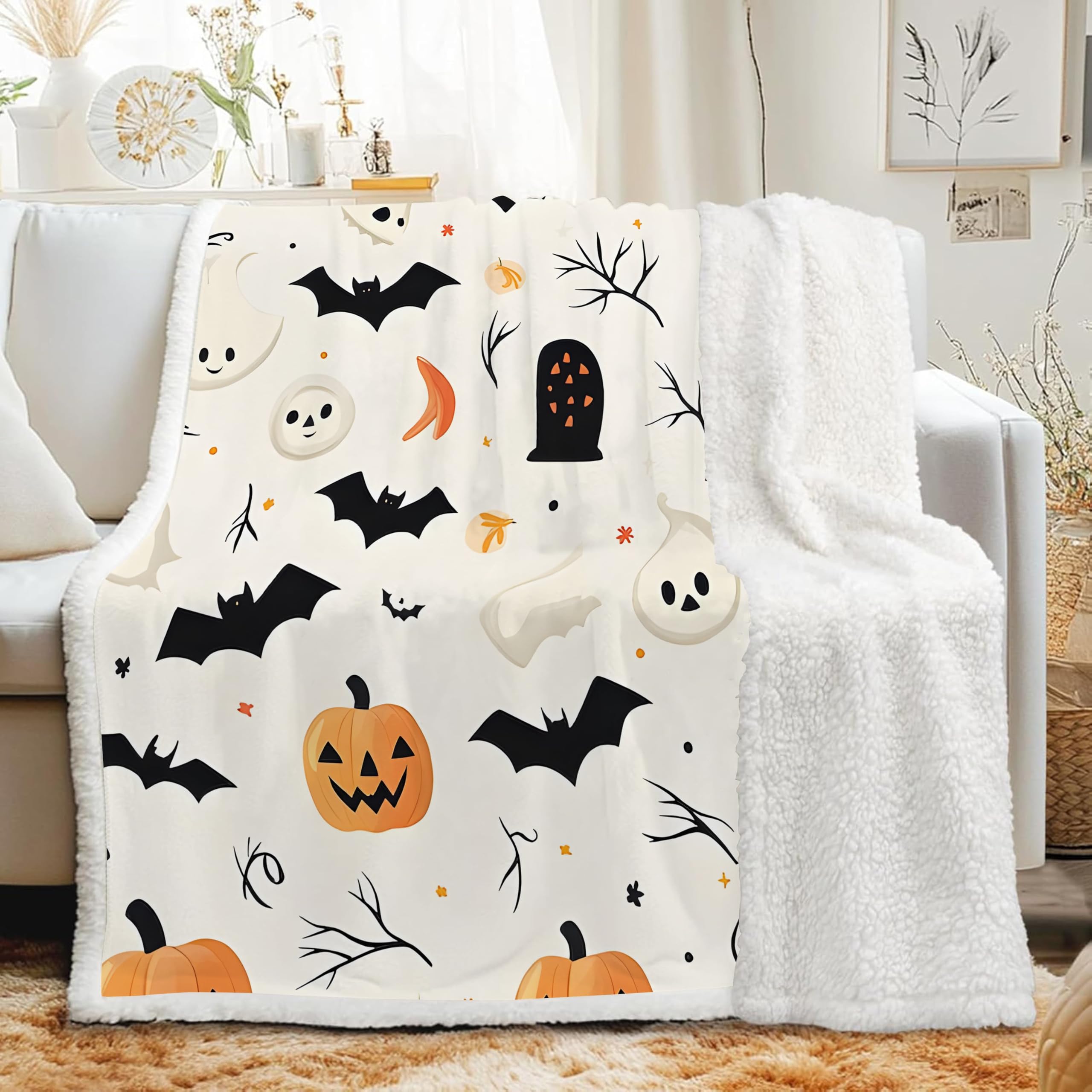 Plaid Sherpa Halloween pour un rituel cocooning sur votre canapé
