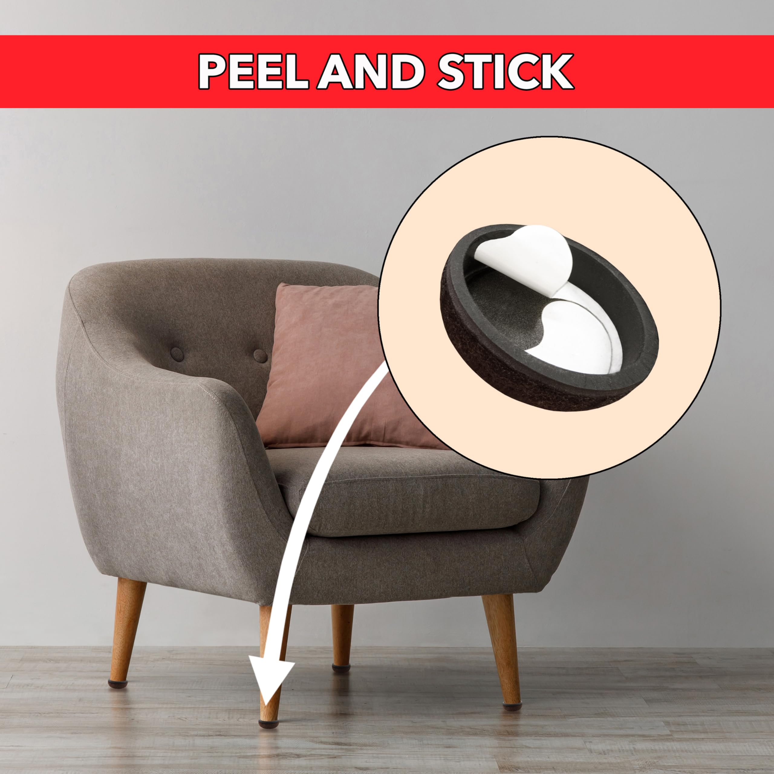 Super Sliders 1 Round Formed Secure Reusable Felt Furniture Sliders for Hard Surfaces Noise-Reducing Adhesive Furniture Moving Pads — view 4