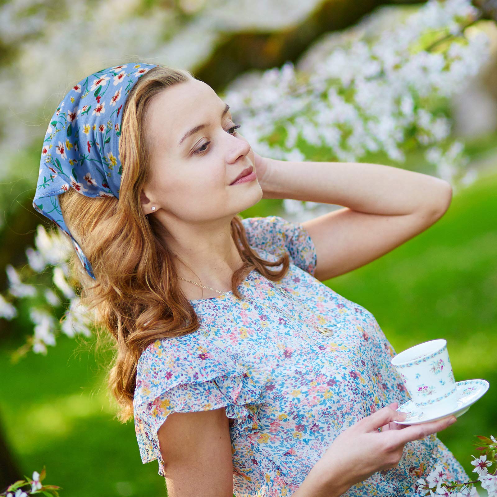 Lot De 5 Bandeaux Bandanas élastiques Fleuris - Style Bohème Festival, Accessoire Cheveux Pour Femmes Et Filles, Polyester