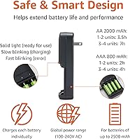 Vista 2 de Yaxa Basics - Cargador de batería para pilas recargables AA y AAA NiMh - Enchufe NA, 4 bahías, negro