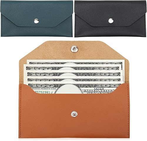 Pletpet - Bolsa de 3 sobres de dinero en efectivo bolsa de cuero sintético para dinero en efectivo billetera de efectivo sobres reutilizables de