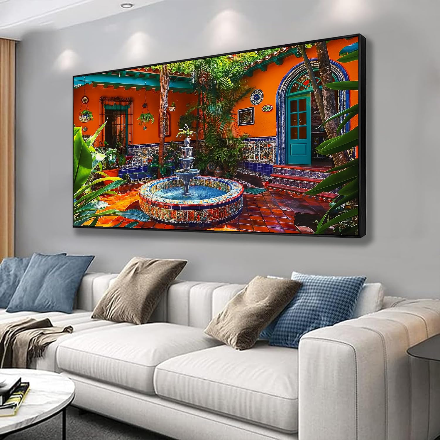 Amazon.com: Mexican Village Canvas Wall Art, Large Abstract Art