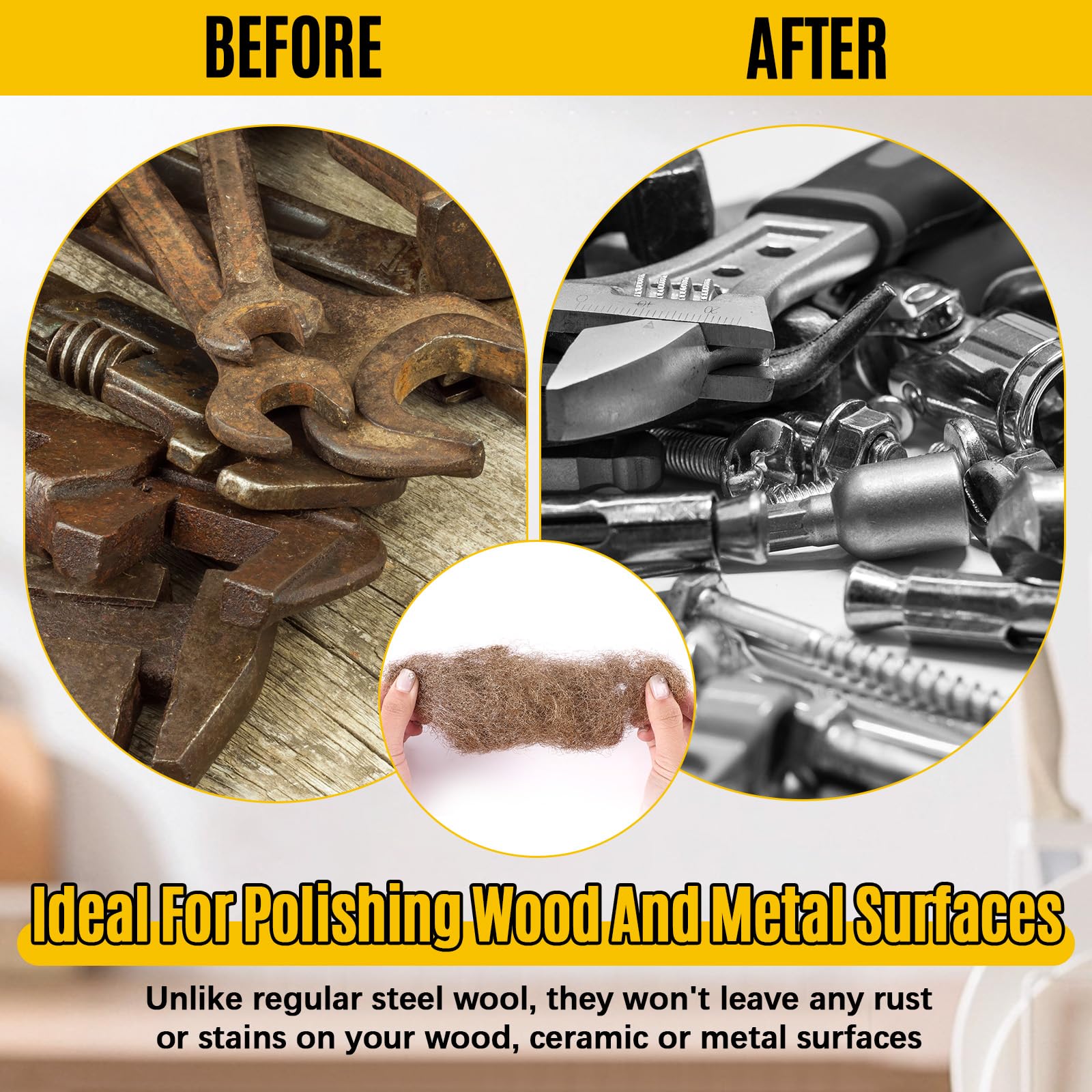 Bronze Brass Wool Pads - Fine Grit Abrasive -4
