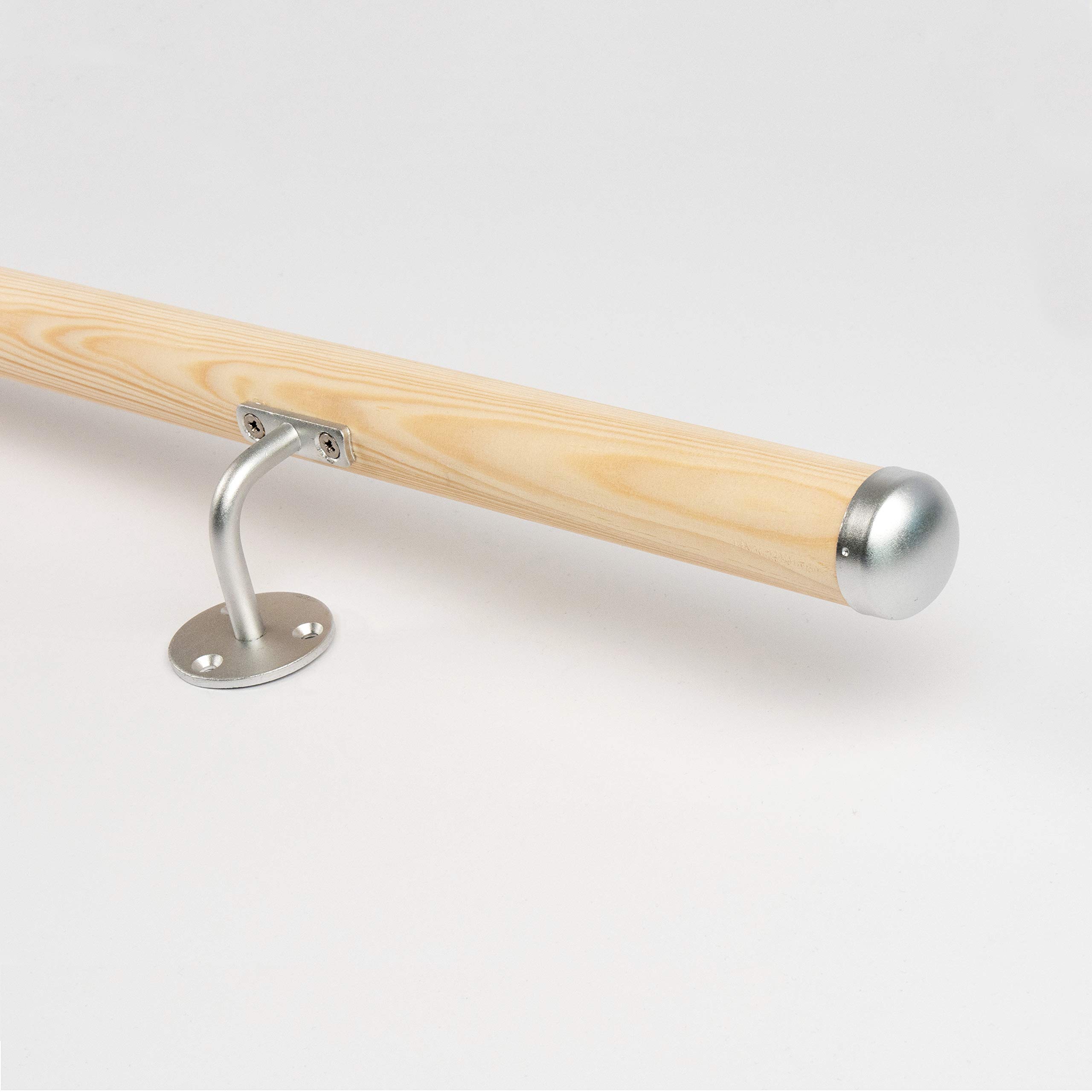 DOLLE Handlauf Massivholz Fichte unbehandelt Länge 150 cm (kürz- und verlängerbar) komplett mit Wandhaltern, Dübeln und Schrauben