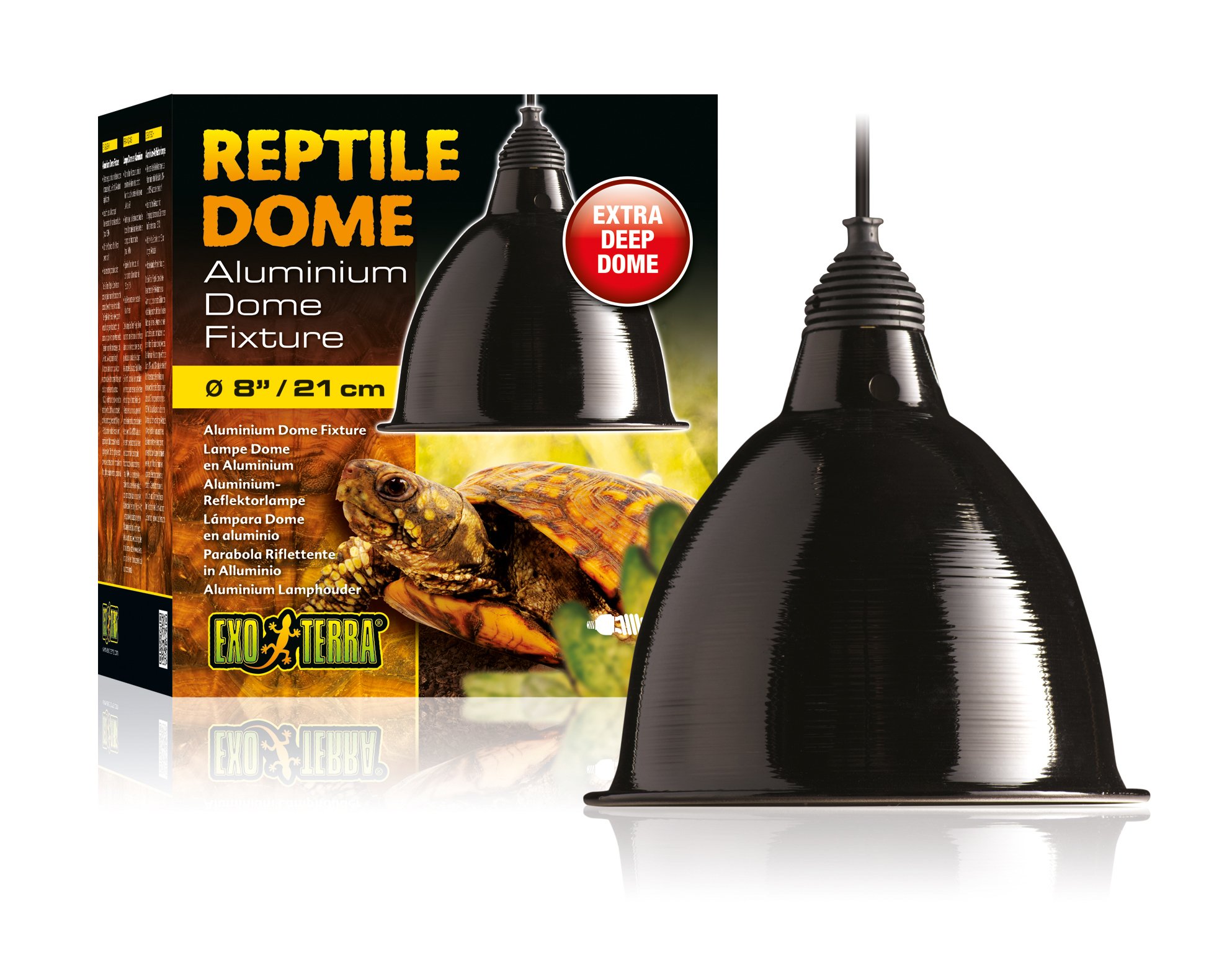 Exo Terra Solar Glo, Sonnenlicht simulierende Lampe, 80W, Fassung E27 & Reptile Dome, Aluminium Reflektorlampe, hitzebeständige Porzellanfassung, geeignet für Lampen bis 160W, Fassung E27
