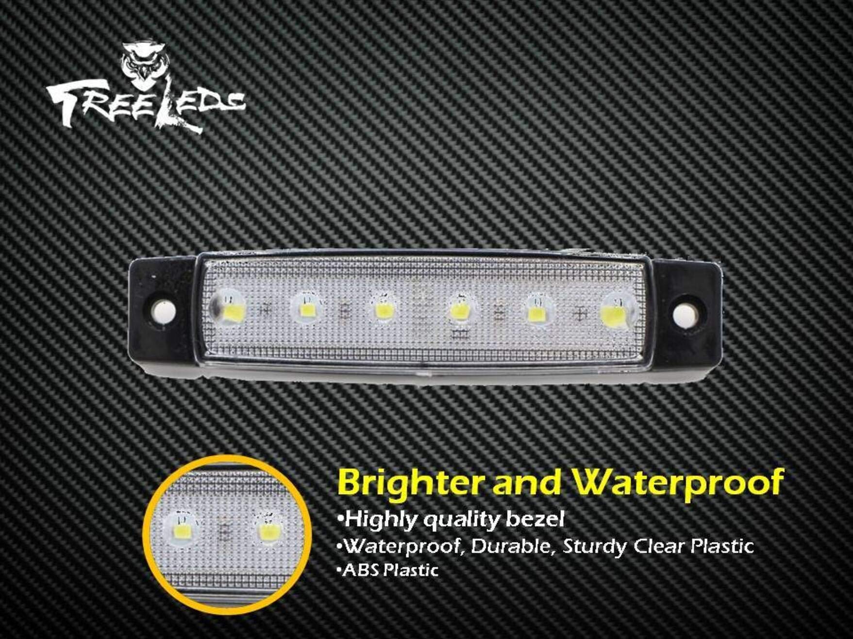 Tree Leds Interior Boat Light Marine Strip Utility LED Deck Lights for Boats 12 Volts White Lens (Pack of 2)