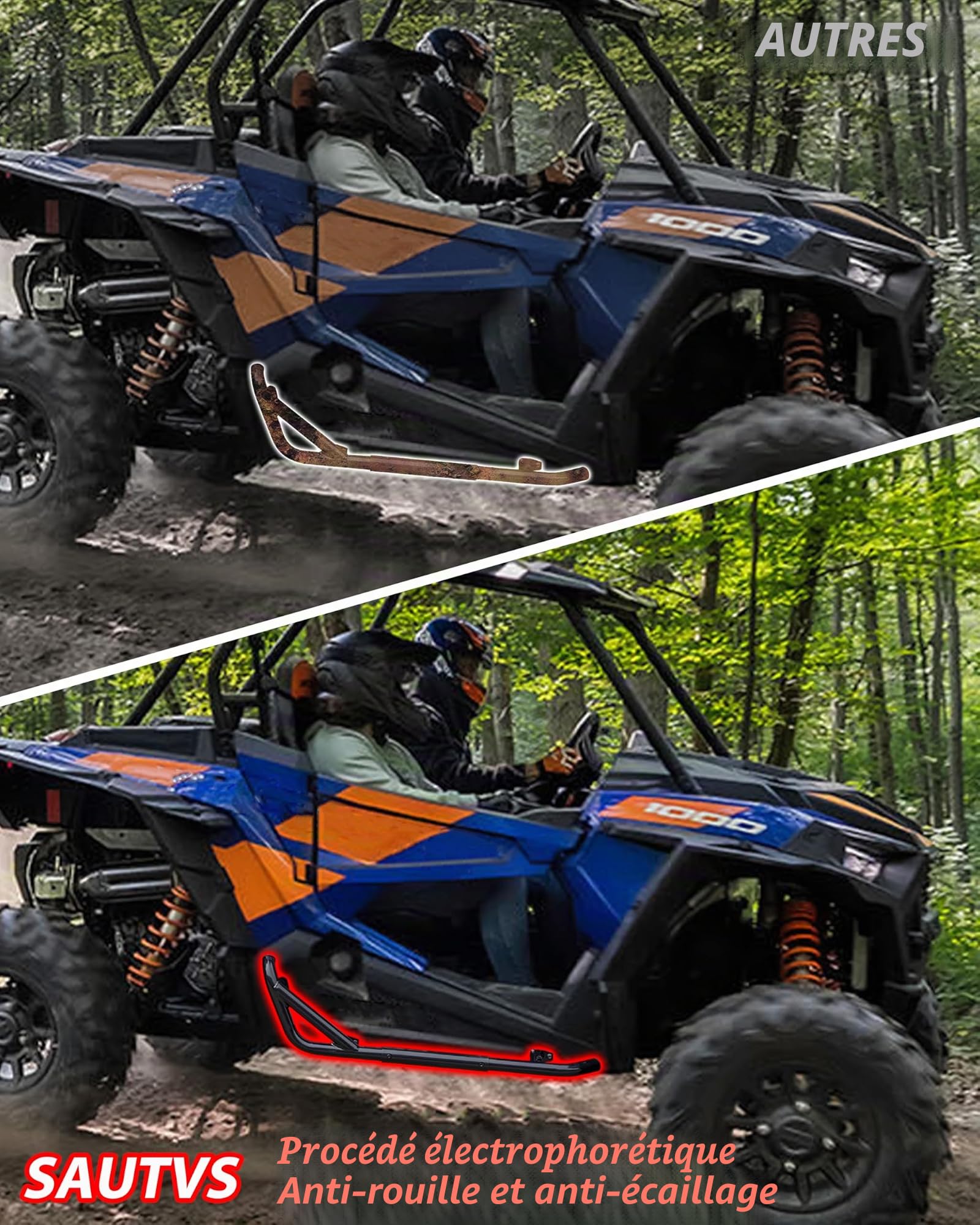 SAUTVS Barres Nerf pour RZR XP 1000 14-22, Cadre de Protection de Pare-Chocs latéral combiné, marchepieds latéraux, Barres Nerf pour Polaris RZR S 1000 XP 1000 Turbo 900 Trail S 900 2014-2022