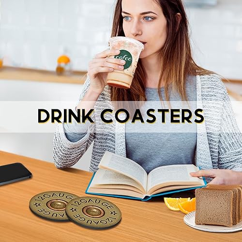 Miniatura 7 de Swooflia Posavasos para bebidas, mesa de café, calibre 12, vintage, de bronce, absorbente, juego de posavasos absorbentes de silicona para Bronce