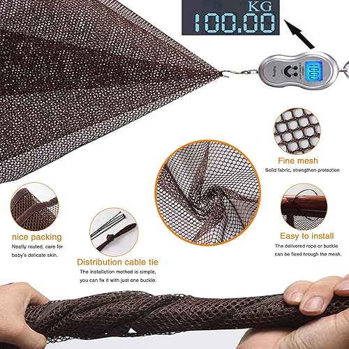 Miniatura 2 de TEZONG Red de seguridad para balcón para niños, malla de protección de barandilla de escaleras de 10 x 2.5 pies, red protectora para barandilla de