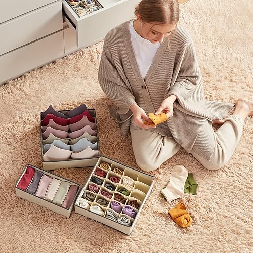 Miniatura 2 de Lifewit - Cestacajón organizador de ropa interior, 6 piezas, con separadores de tela, plegable contenedor para almacenamiento de brasieres,